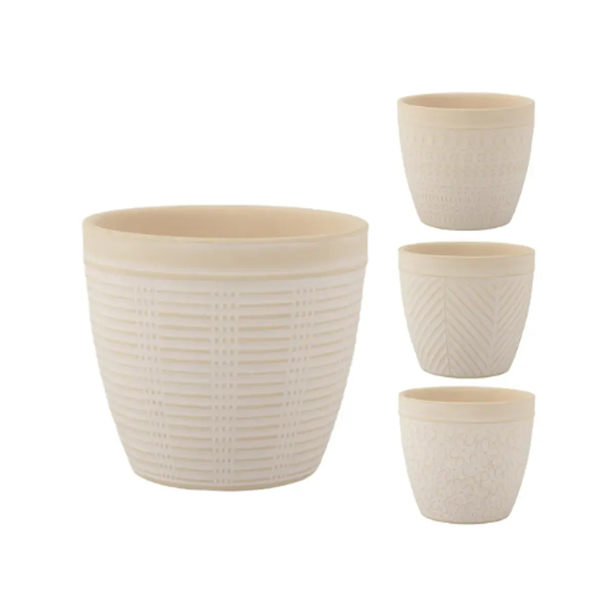 GENERICO - Set 6 Macetero Textura Claro 12cm
