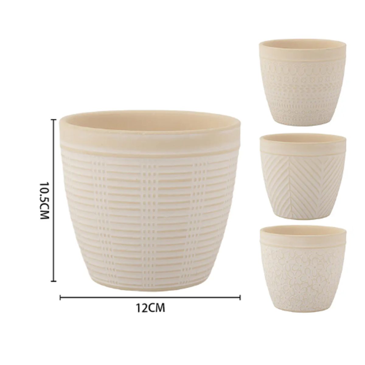 GENERICO - Set 6 Macetero Textura Claro 12cm