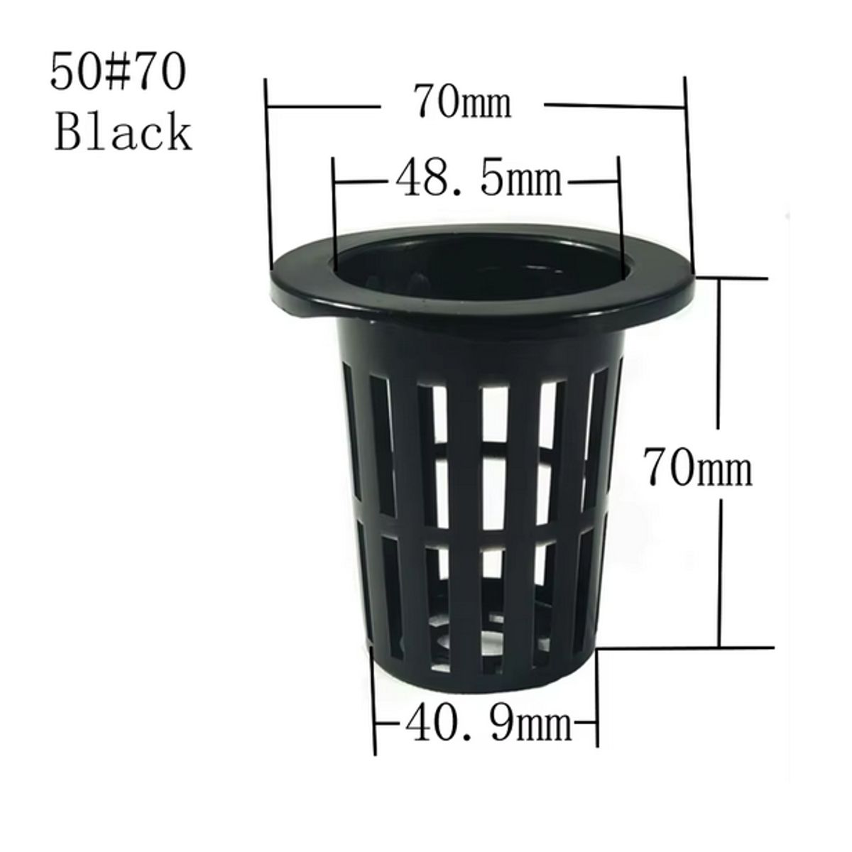 GENERICO - 100 canastillos plásticos para cultivo hidropónico 48.5mm de boca