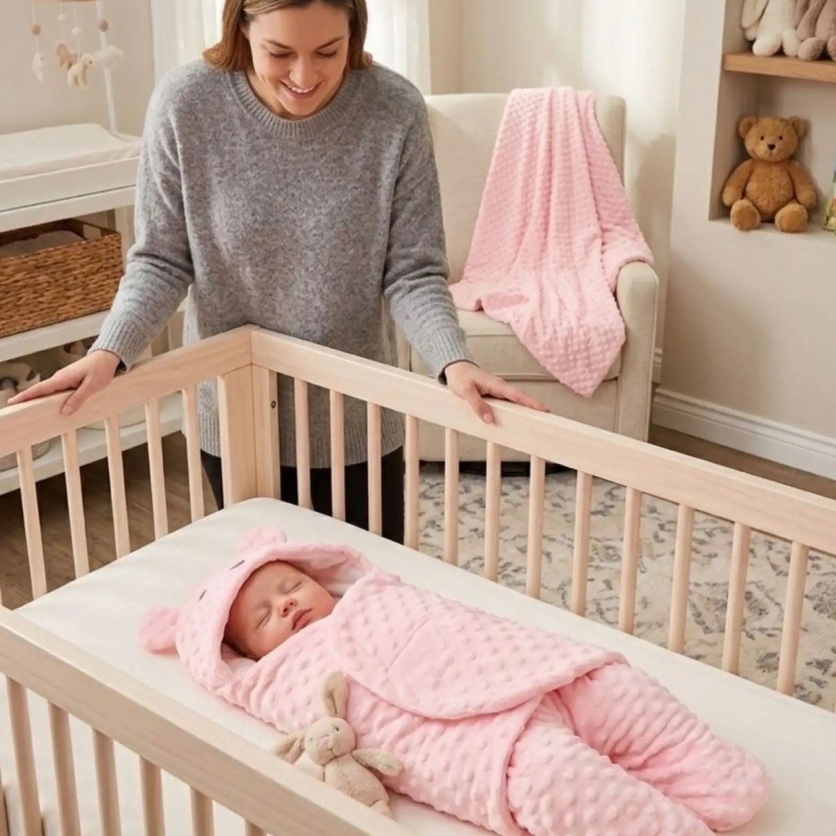 GENERICO - Saco de Dormir Térmico para Bebé Diseño Oso con Orejitas