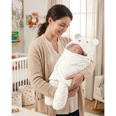 GENERICO - Saco de Dormir Térmico para Bebé Diseño Oso con Orejitas