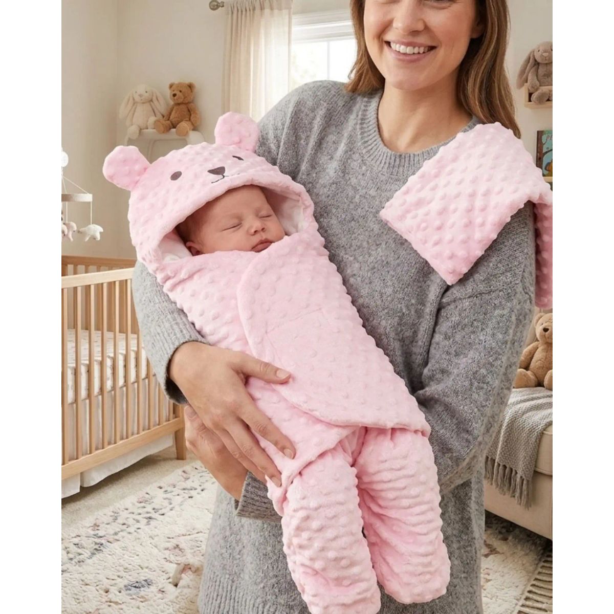 GENERICO - Saco de Dormir Térmico para Bebé Diseño Oso con Orejitas