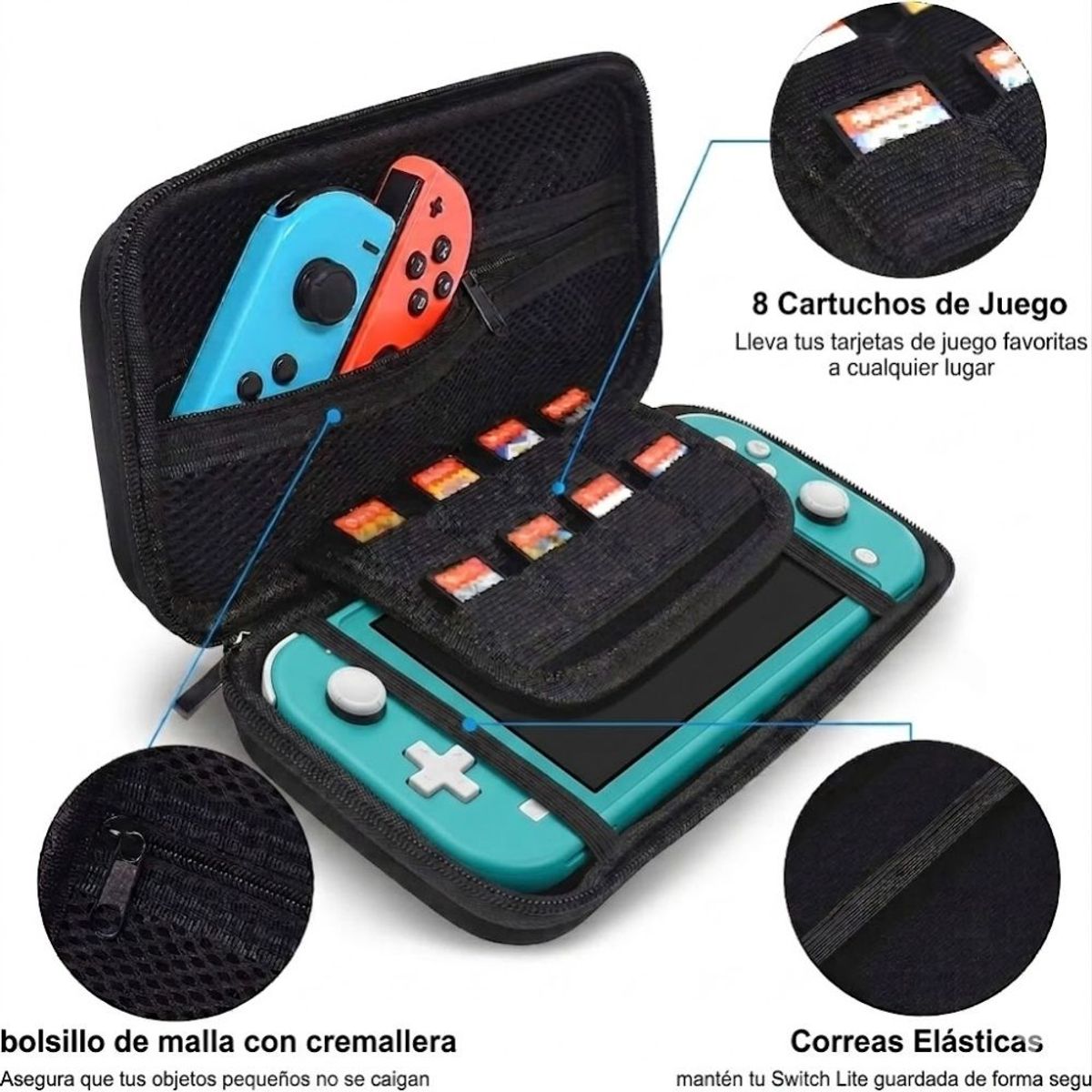 GENERICO - Estuche Rigido Eva para Nintendo Switch Lite Rojo