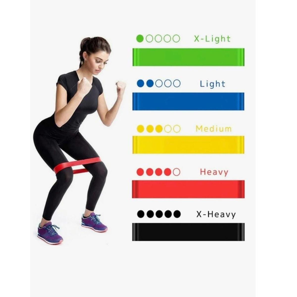 GENERICO - Bandas De Resistencia Set 5 Pcs Ligas Elasticas Fitness Ejercicio Entrenamiento Gym