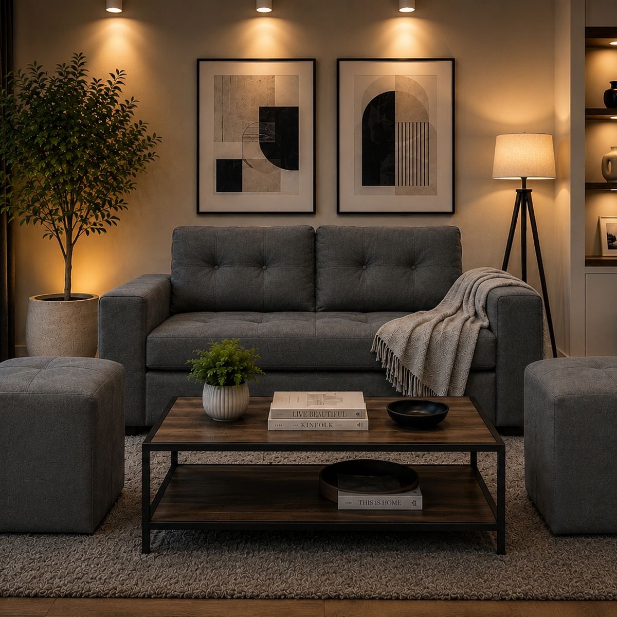 SOFA 2 CUERPOS 170 CM + 2 POUF 50 /50, marca GENERICO - Foto 2