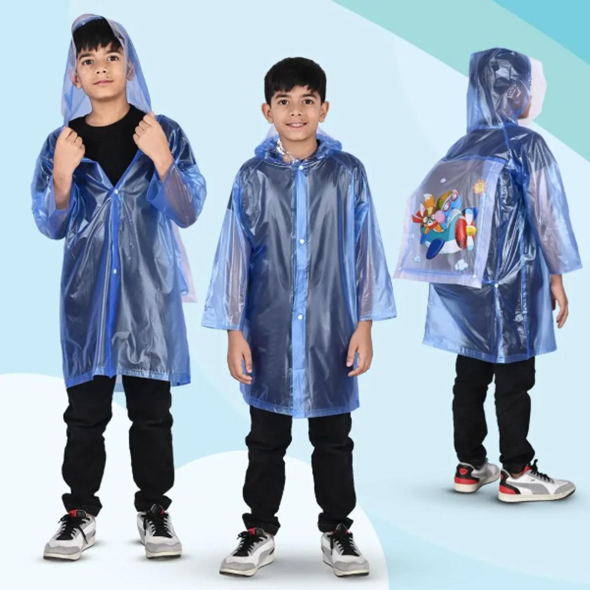 GENERICO - Poncho Impermeable Ninos Con Visera Reutilizable Ligero