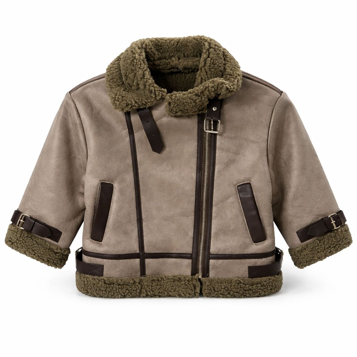 KIBOU - Chaqueta Aviador Niña Gamuza Forro Chiporro