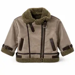 KIBOU - Chaqueta Aviador Niña Gamuza Forro Chiporro
