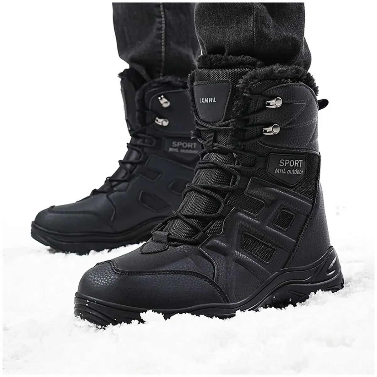 TIOZONEY - Botas de nieve para hombre con suela gruesa