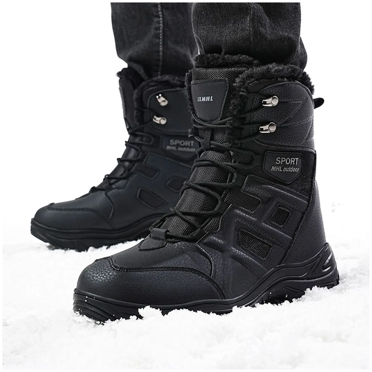 TIOZONEY - Botas de nieve para hombre con suela gruesa
