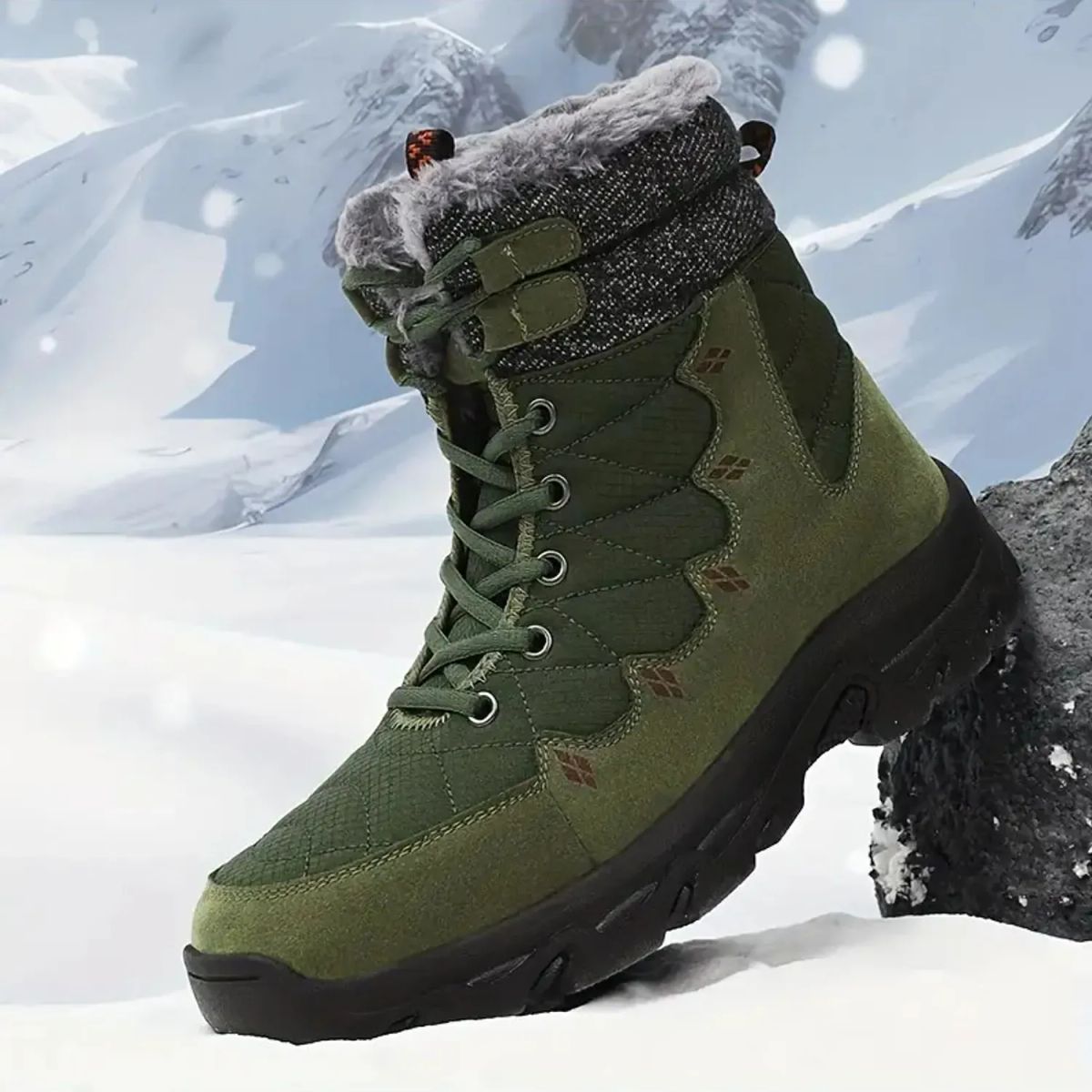TIOZONEY - Botas de nieve con suela gruesa para hombre