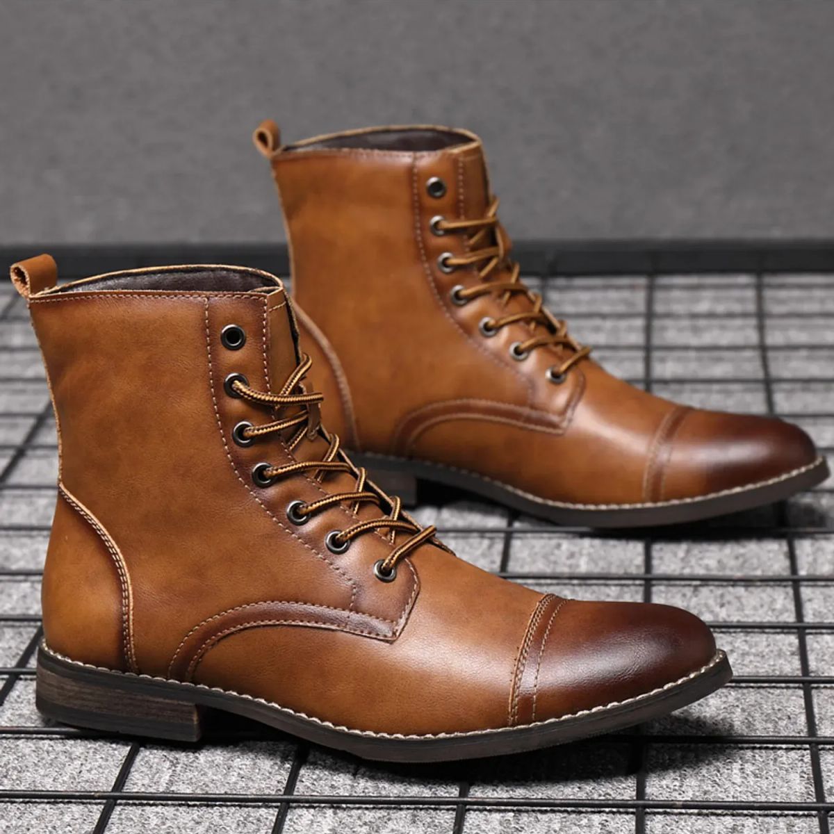 TIOZONEY - Botas Moda Puntera Vintage de PU.