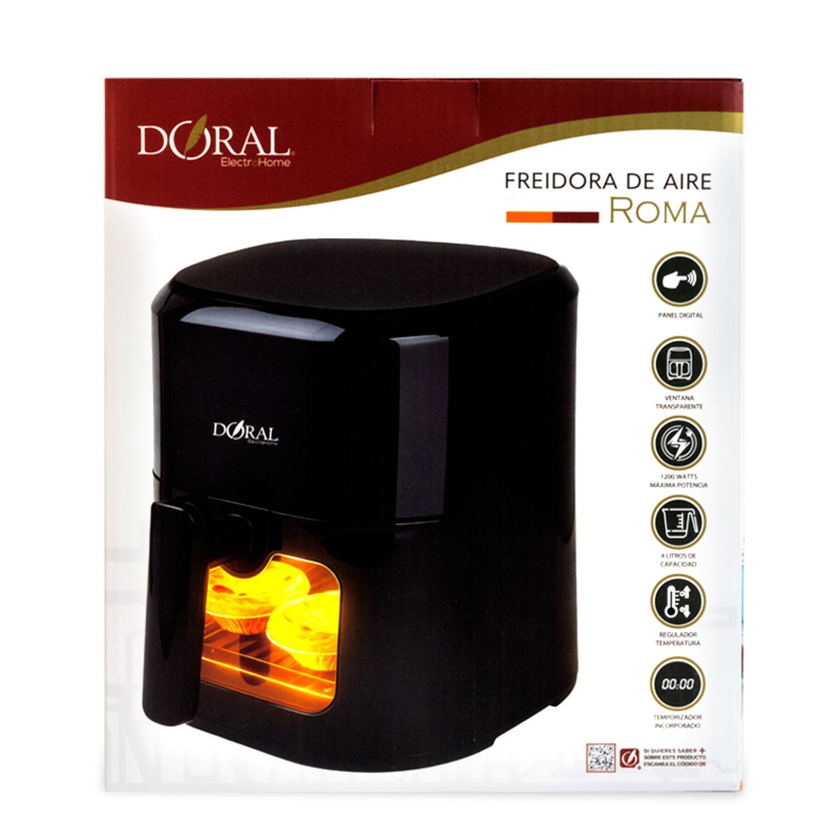 DORAL - FREIDORA DE AIRE DIGITAL 4 LT ROMA  NEGRA  DORAL