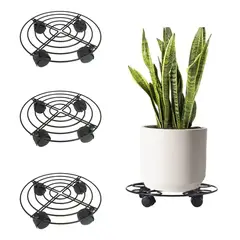 GENERICO - 3 Soportes Base Maceteros Plantas Metal Ruedas Decoracion