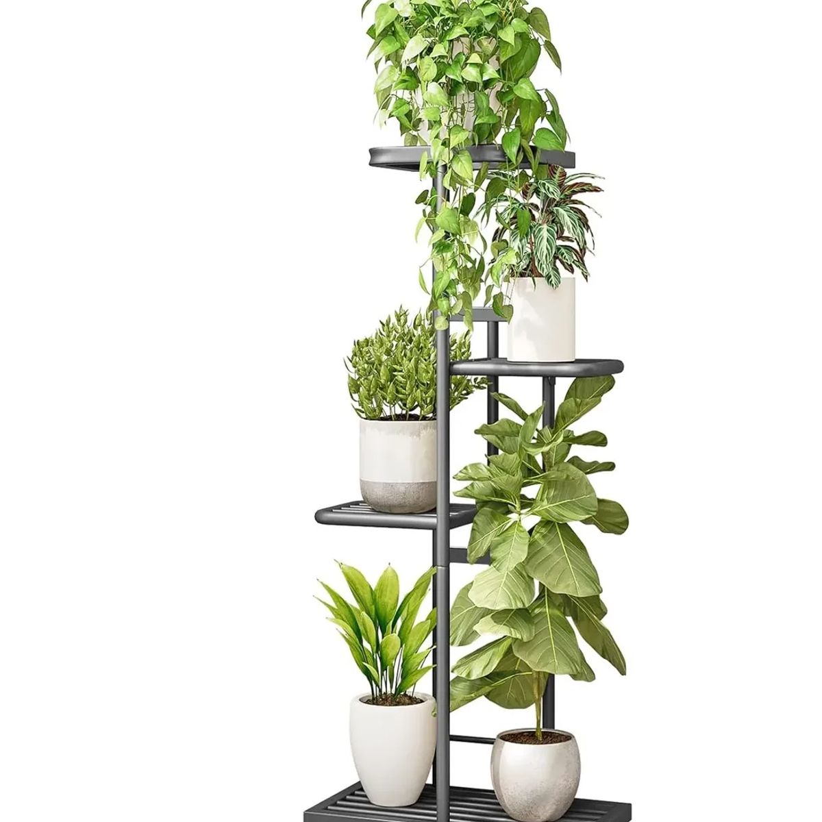 GENERICO - Soporte Para 5 Macetas Estante Jardinera Plantas Metal Gris