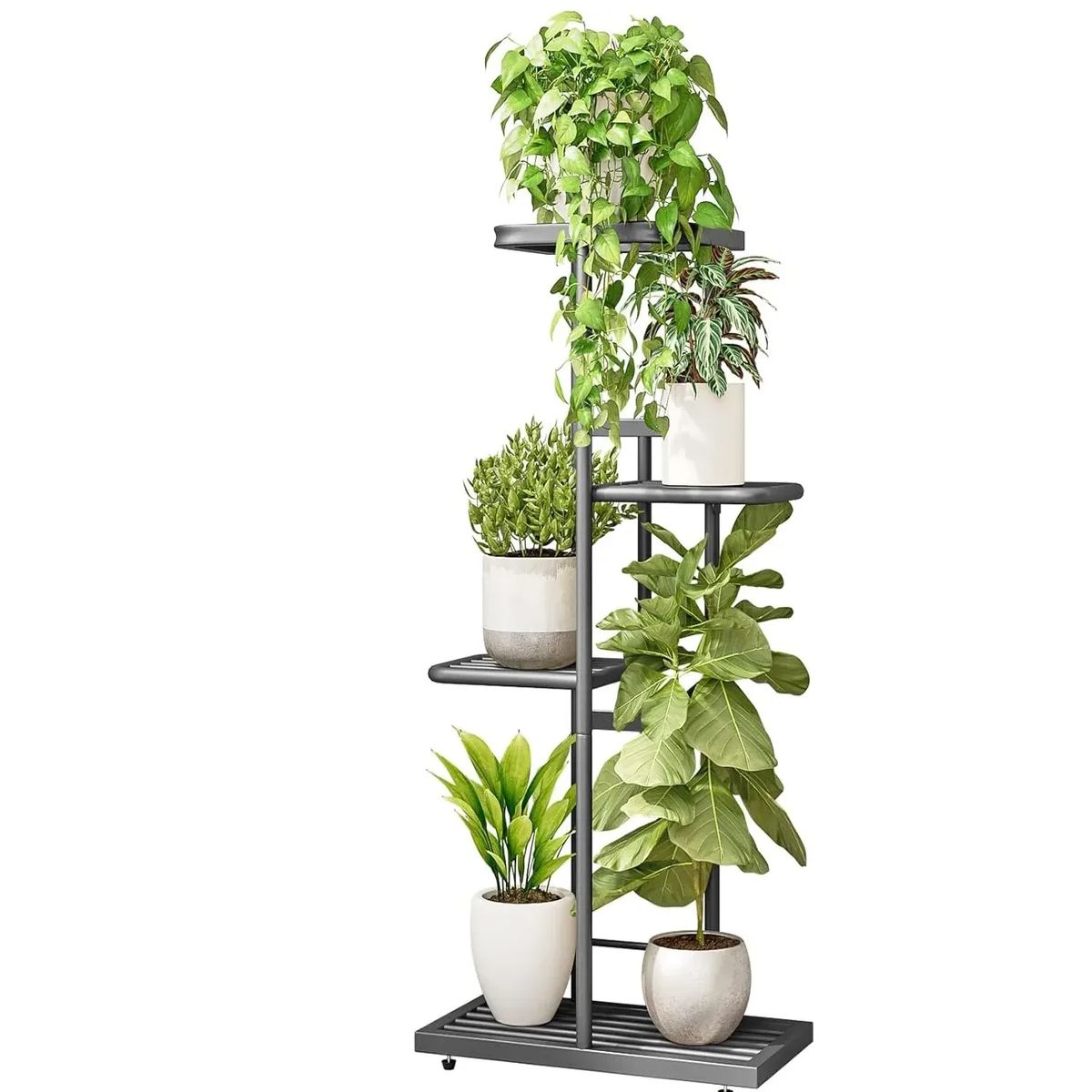 GENERICO - Soporte Para 5 Macetas Estante Jardinera Plantas Metal Gris