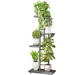 GENERICO - Soporte Para 5 Macetas Estante Jardinera Plantas Metal Gris