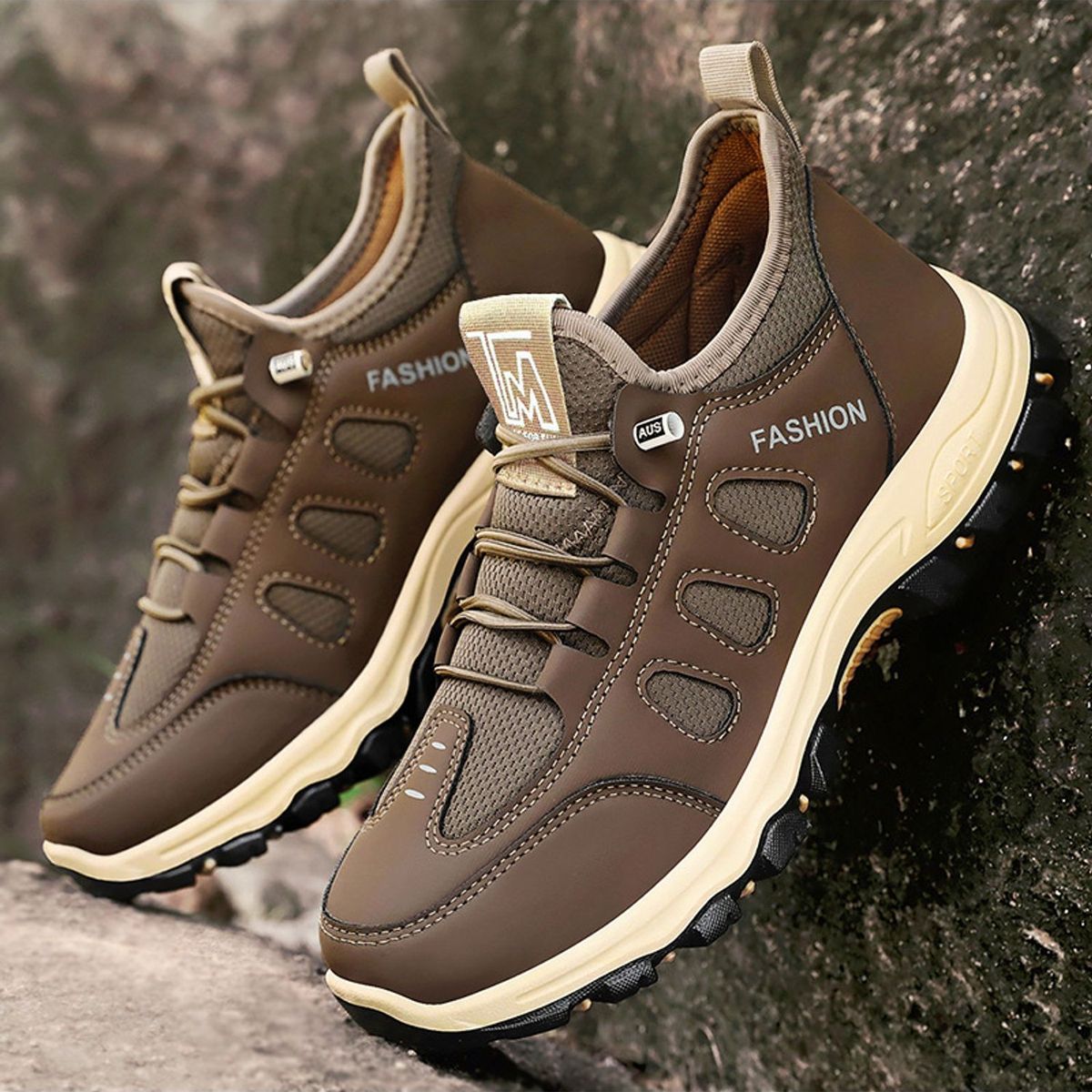 TIOZONEY - Zapatos casuales transpirables para hombre - Marrón