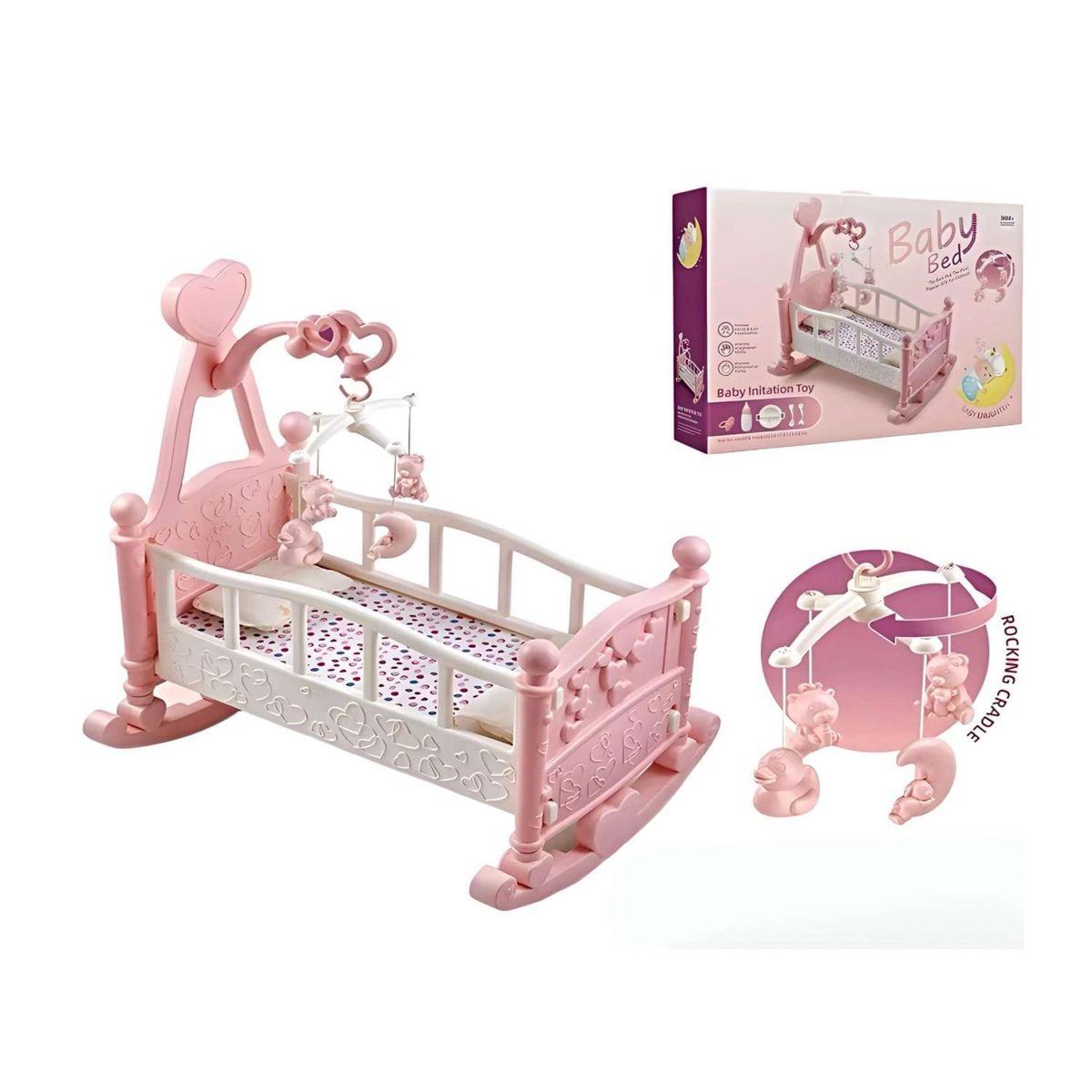 GENERICO - Juguete Cuna Para Muñecas 53x53x32cm Rosado Infantil