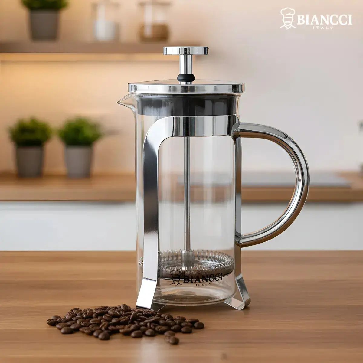 GENERICO - Cafetera Prensa Francesa Beiti 350ml Cromada Vidrio Acero Inoxidable