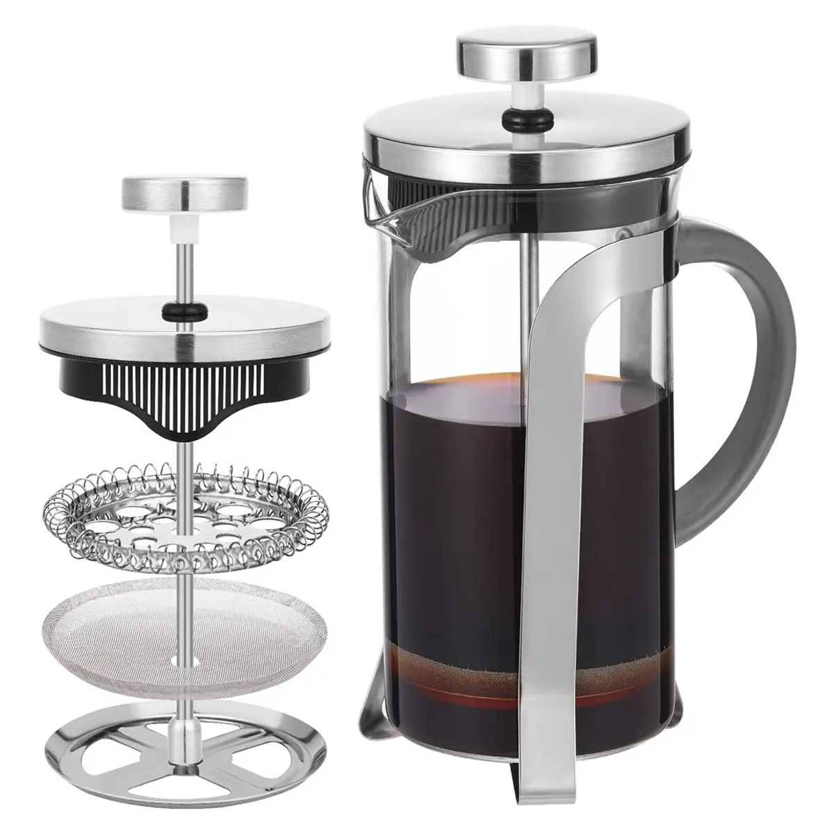 GENERICO - Cafetera Prensa Francesa Beiti 350ml Cromada Vidrio Acero Inoxidable