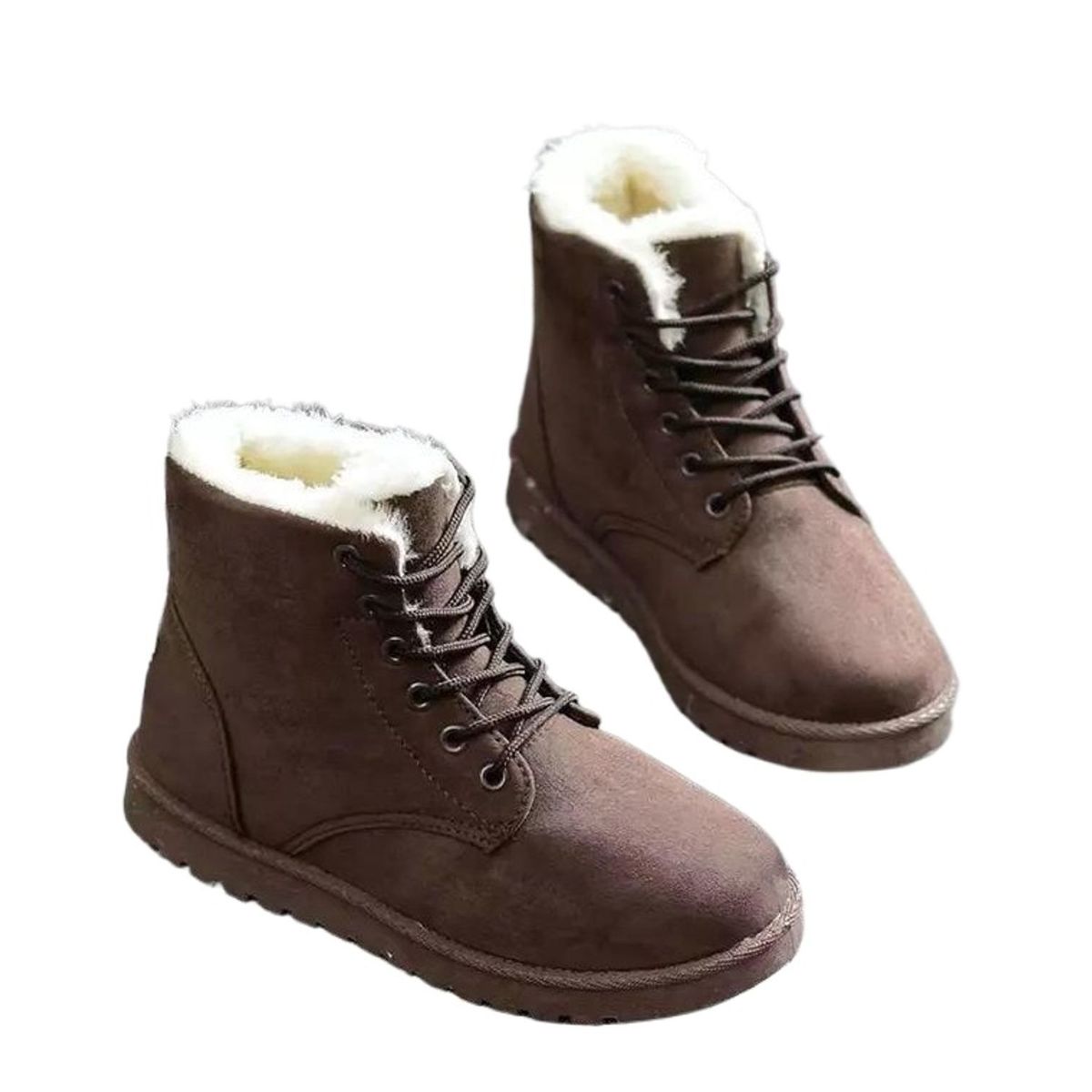 TIOZONEY - Botas de nieve cortas de felpa para mujer