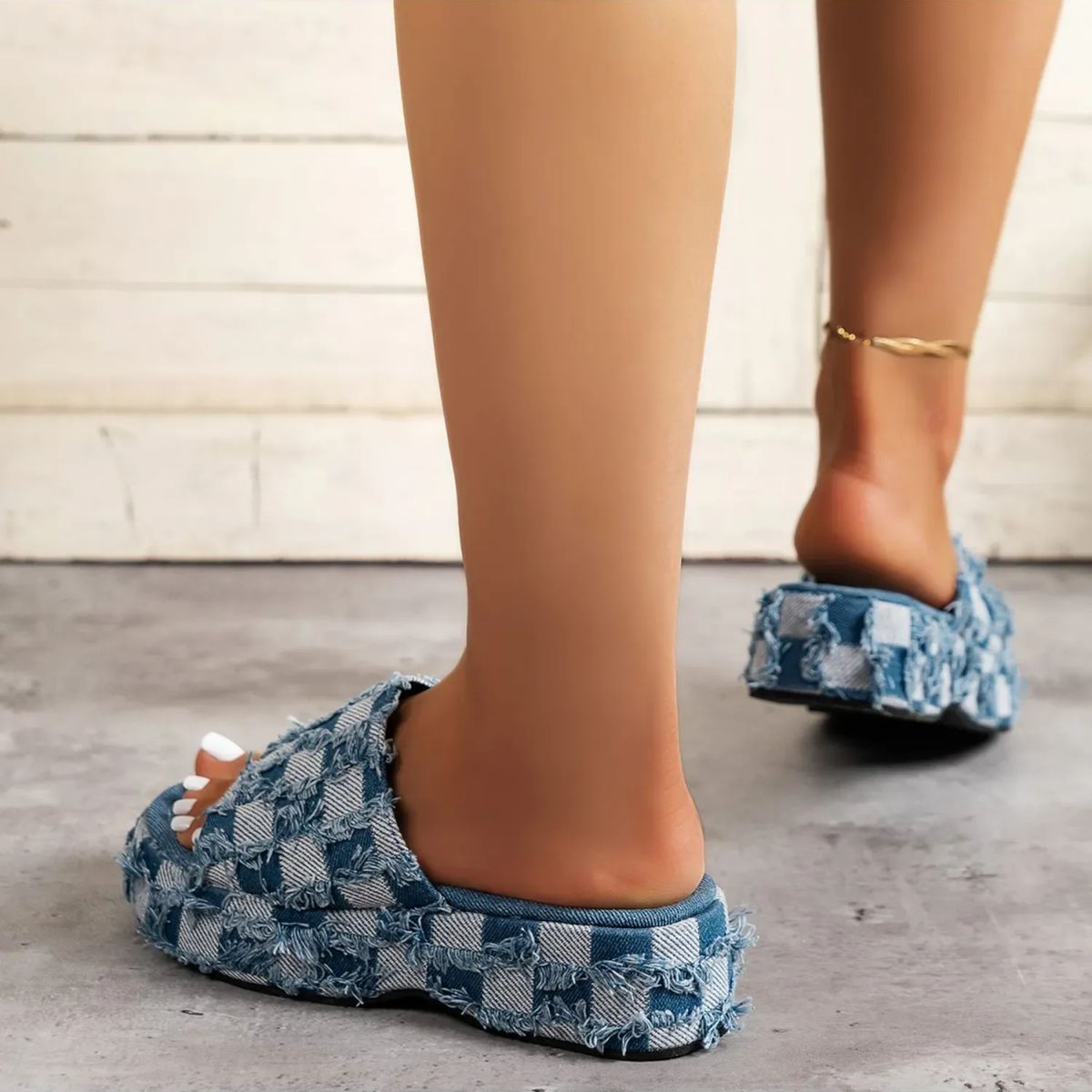 TIOZONEY - Sandalias Mujer Denim - Azul