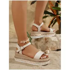 TIOZONEY - Sandalia Mujer -Blanco