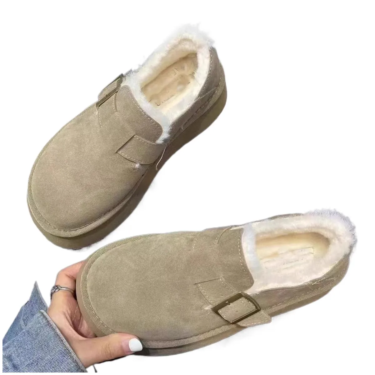 TIOZONEY - Botas de nieve cortas de felpa para mujer