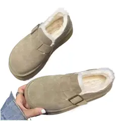 TIOZONEY - Botas de nieve cortas de felpa para mujer