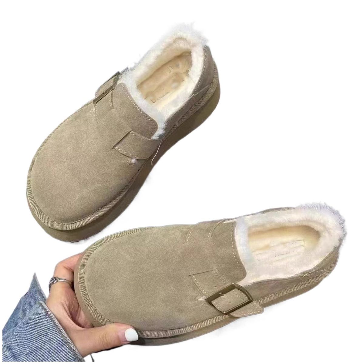 TIOZONEY - Botas de nieve cortas de felpa para mujer