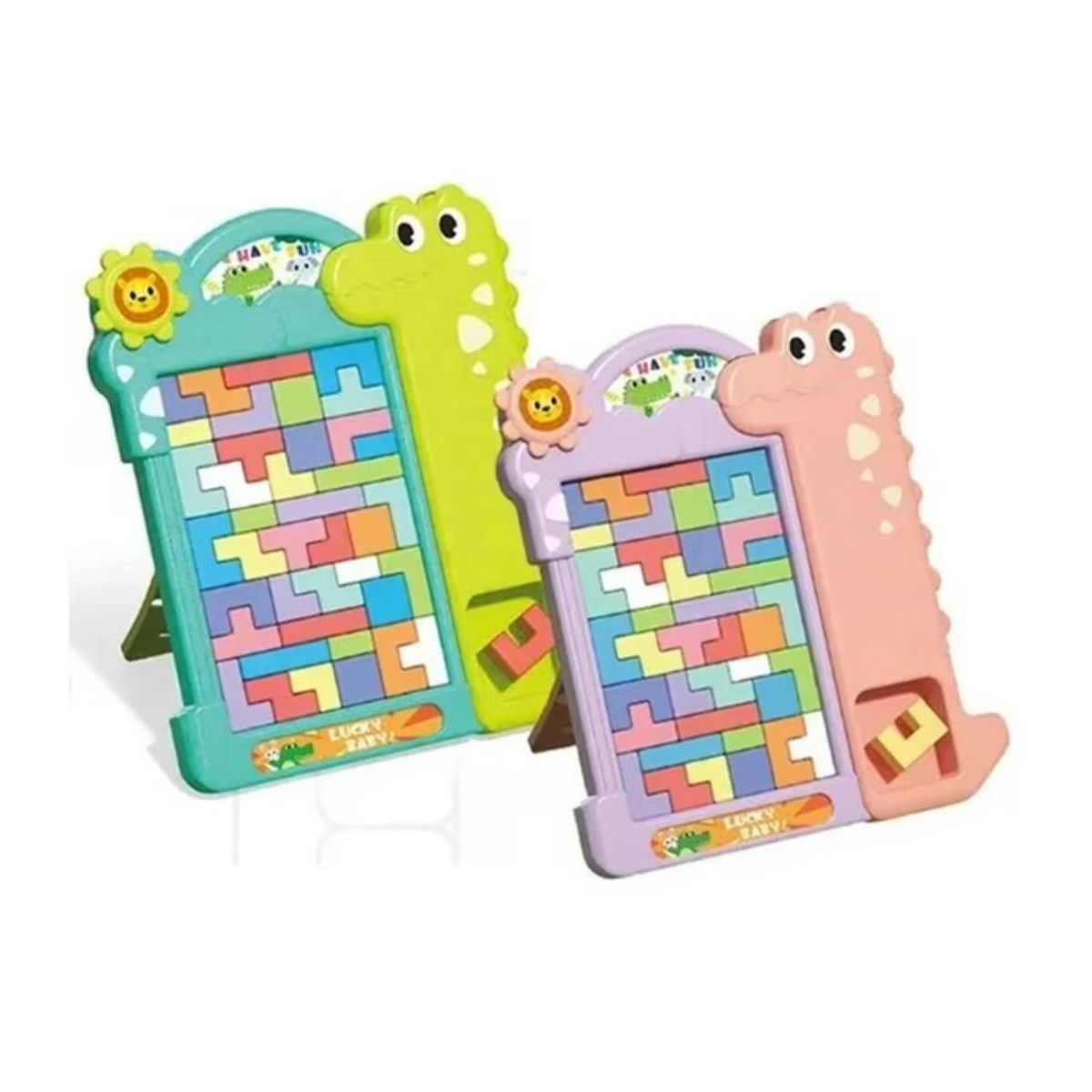 GENERICO - Juguete Compecabezas Tetris Dinosaurio Verde Infantil