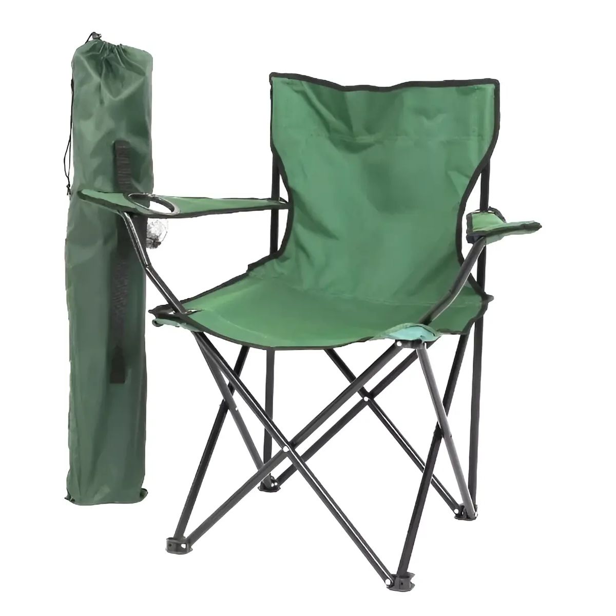 GENERICO - Silla camping plegable color verde con bolso de transporte