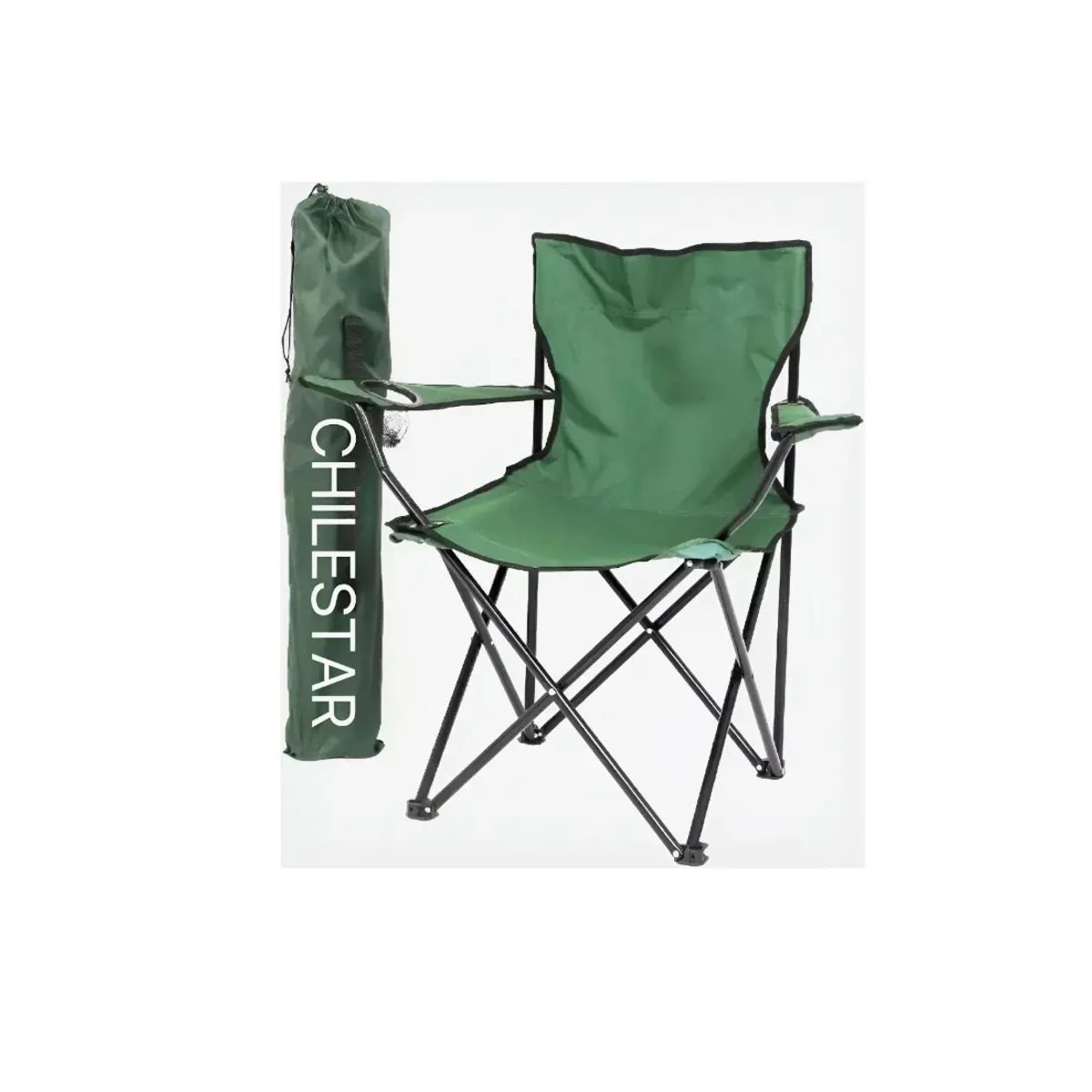 GENERICO - Silla camping plegable color verde con bolso de transporte
