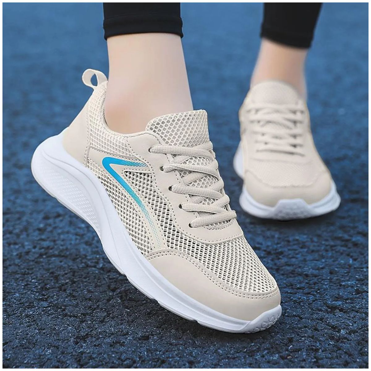 TIOZONEY - Zapatillas casuales para Mujer - Beige.