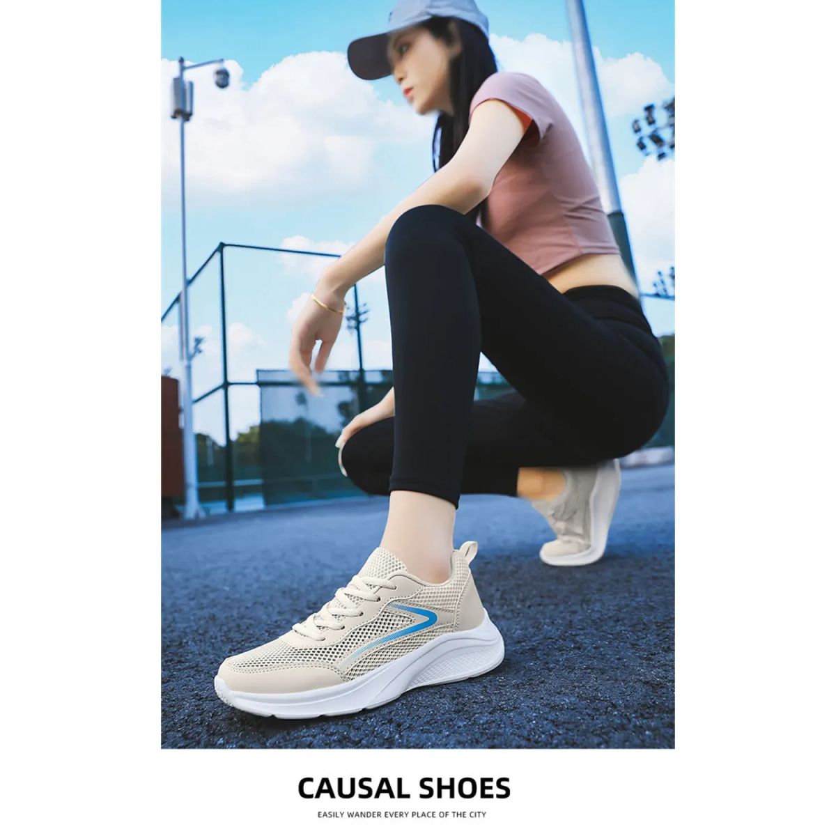 TIOZONEY - Zapatillas casuales para Mujer - Beige.