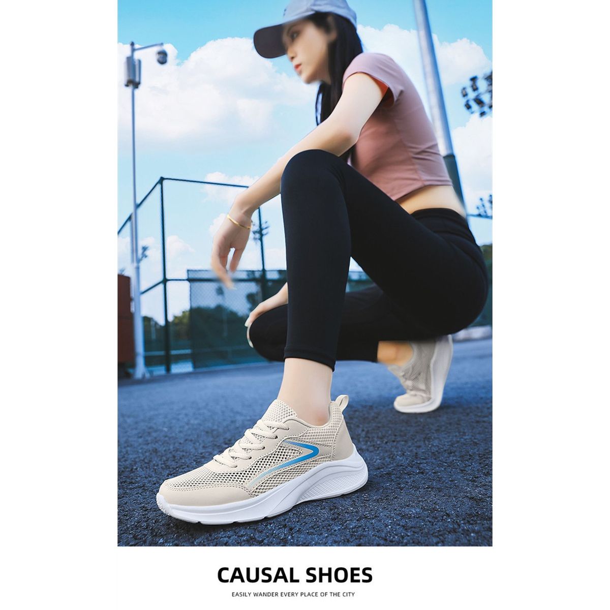TIOZONEY - Zapatillas casuales para Mujer - Beige.