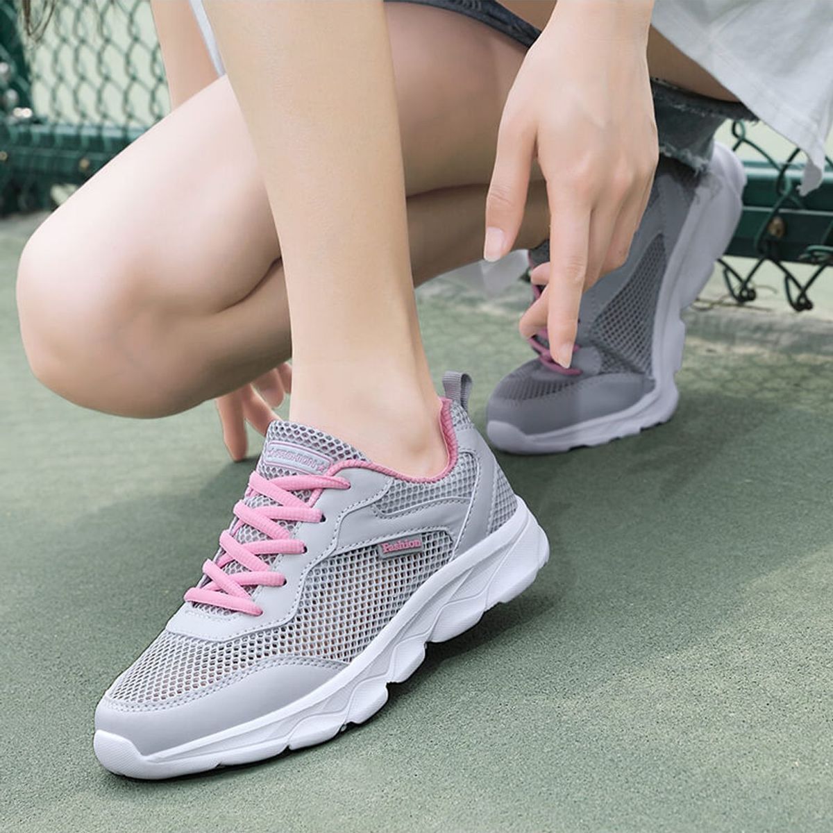 TIOZONEY - Zapatillas casuales para Mujer - Gris