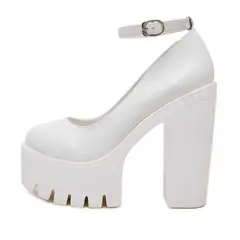 TIOZONEY - Zapatos de tacón blancos para mujer