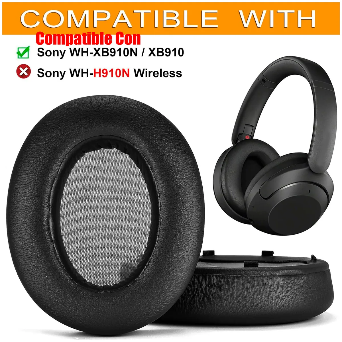 KUANGYE - Almohadillas Repuesto Para Audífonos Compatible Con Sony Wh-xb910n Xb910n