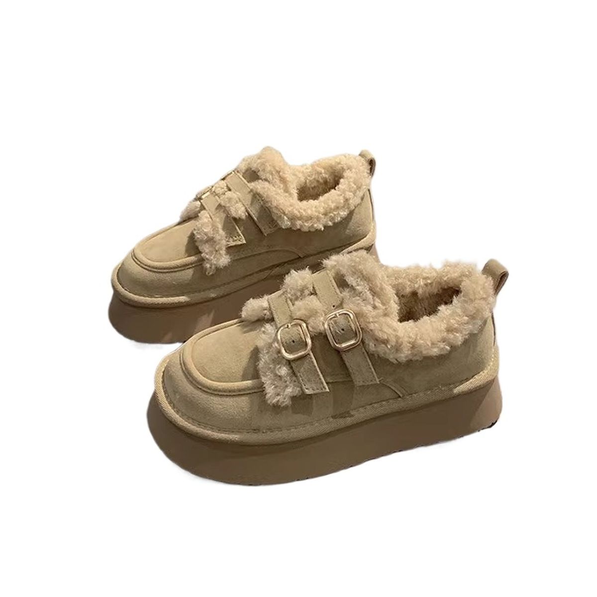 TIOZONEY - Botas de nieve cortas de felpa para mujer