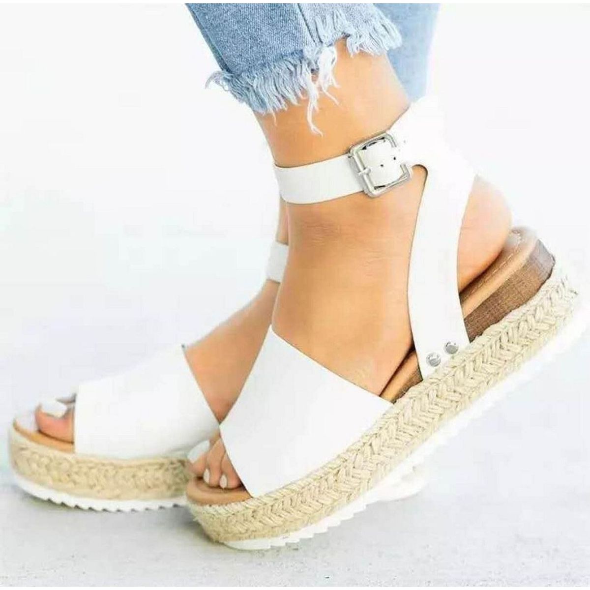 TIOZONEY - Sandalia Mujer -Blanco