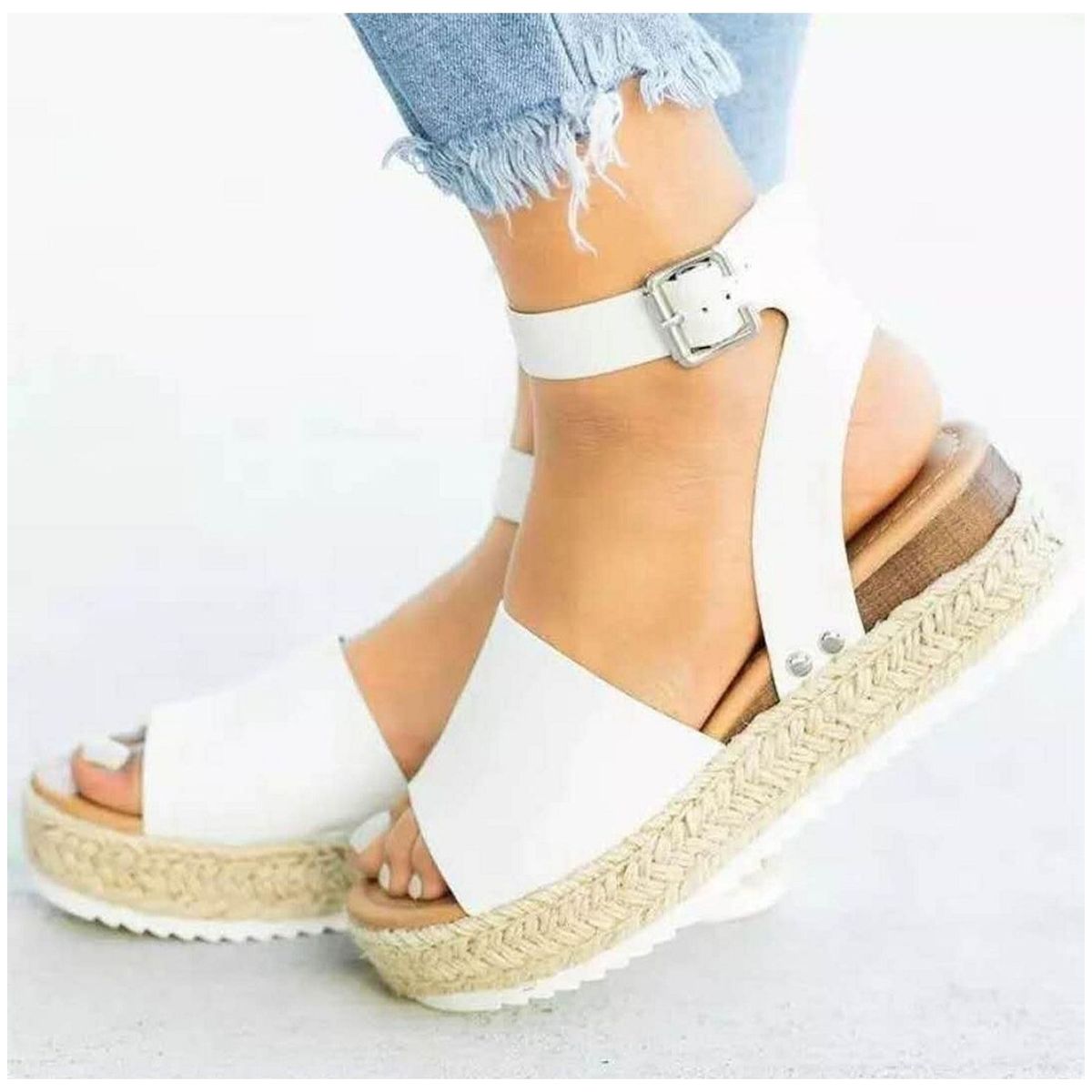 TIOZONEY - Sandalia Mujer -Blanco