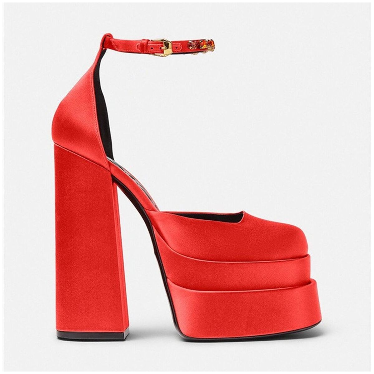TIOZONEY - Zapatos de tacón rojos Mujer