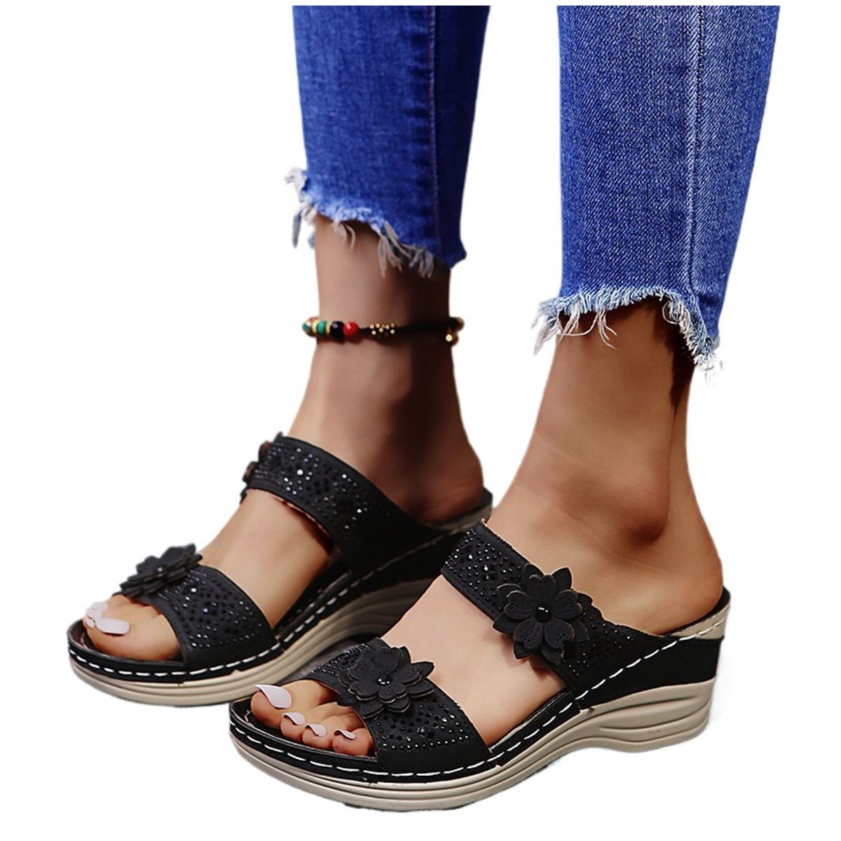TIOZONEY - Sandalia Mujer -Negro