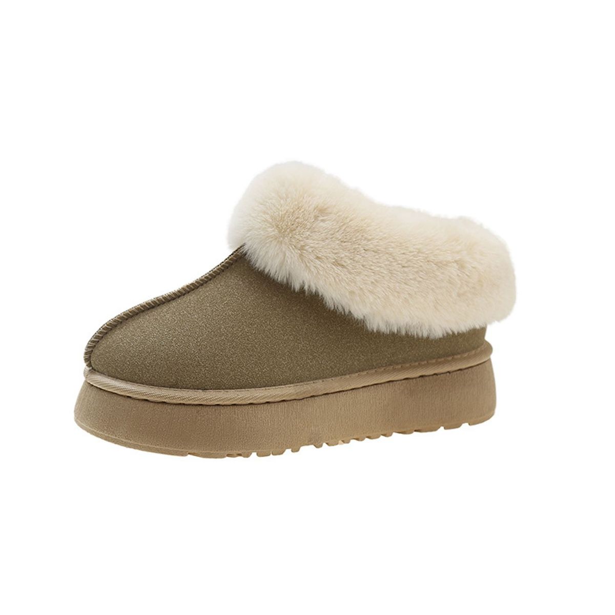 TIOZONEY - Botas de nieve cortas de felpa para mujer