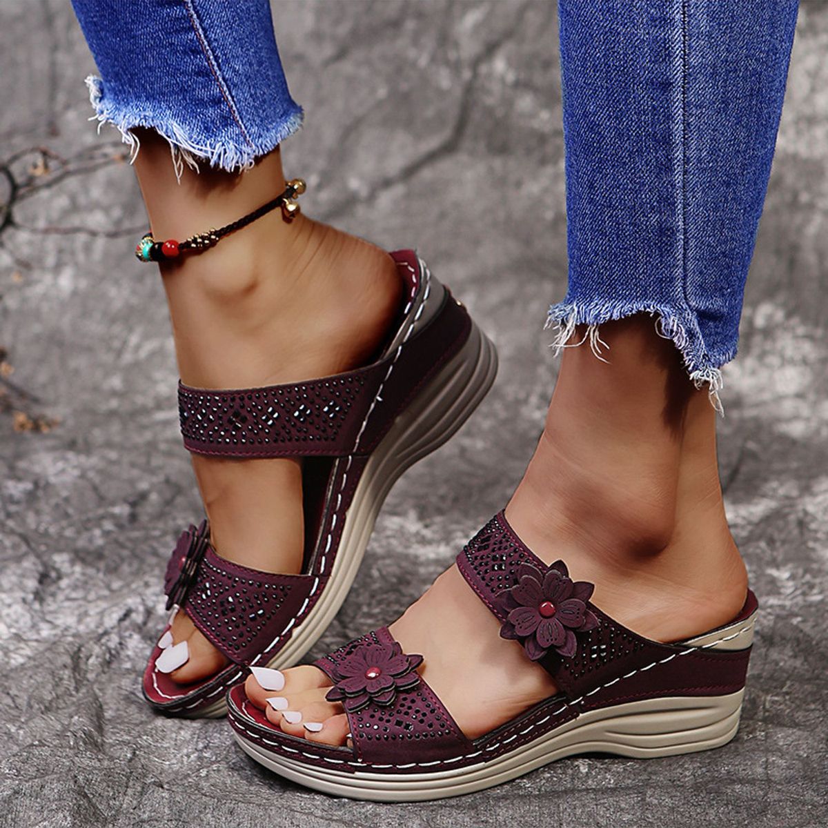 TIOZONEY - Sandalia Mujer -Morado.