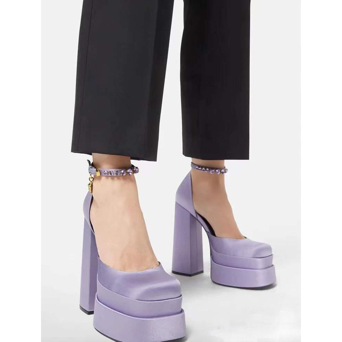 TIOZONEY - Zapatos de tacón morados Mujer.