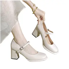 TIOZONEY - Zapatos de tacón con hebilla para mujer