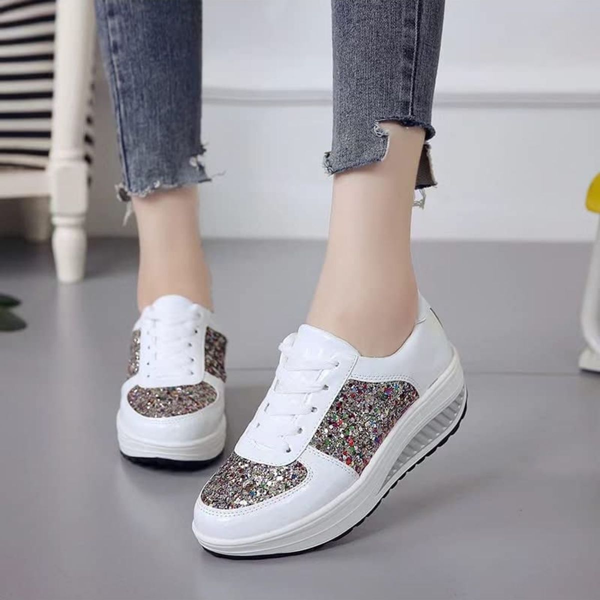 TIOZONEY - Zapatillas casuales para Mujer - Blanco